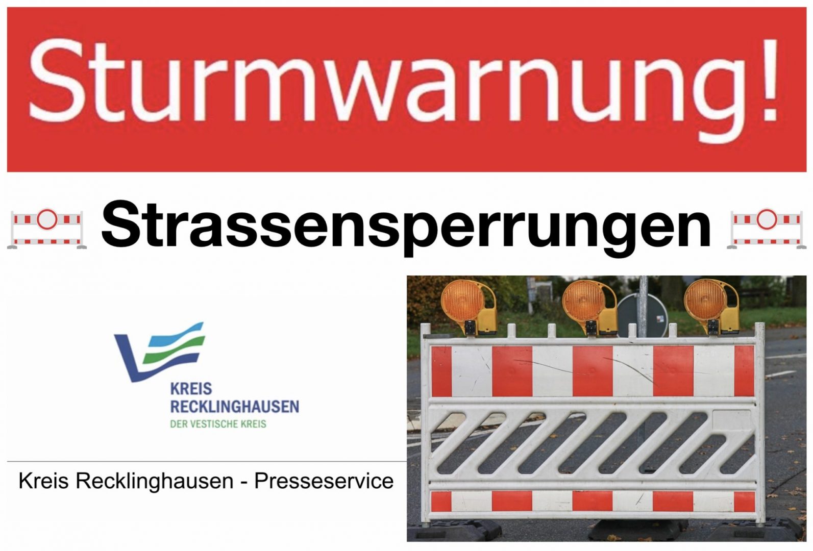 Sturmwarnung: Vorsorgliche Straßensperrungen im Kreis Recklinghausen ab Sonntagmittag