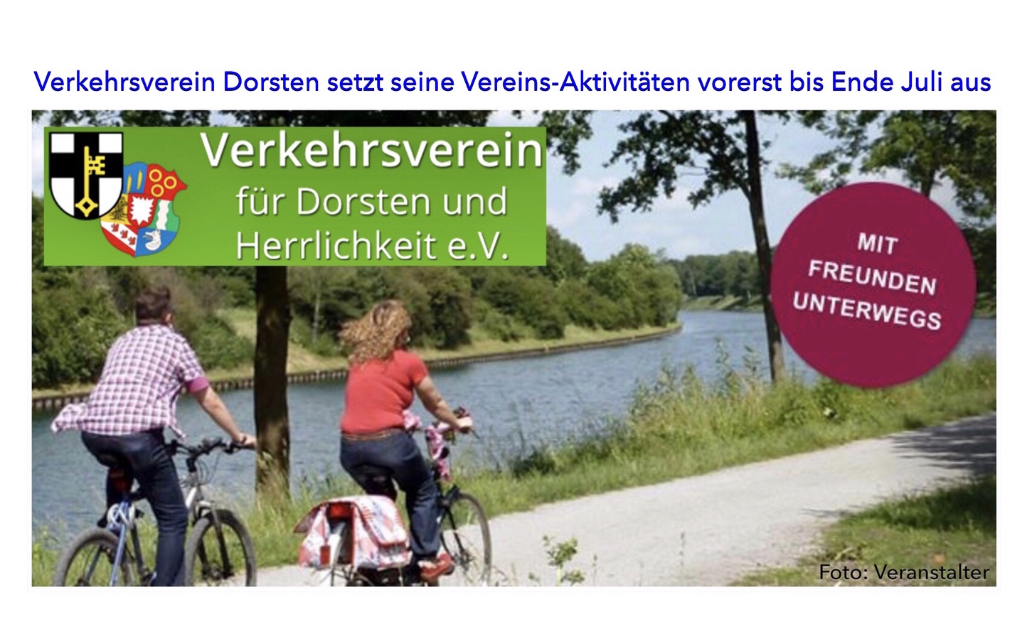 Verkehrsverein Dorsten setzt seine Vereins-Aktivitäten vorerst bis Ende Juli aus