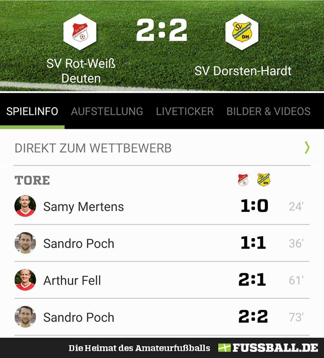 Derby zwischen dem SV Rot-Weiß Deuten und dem SV Dorsten-Hardt endet 2:2 (14.08.2020)