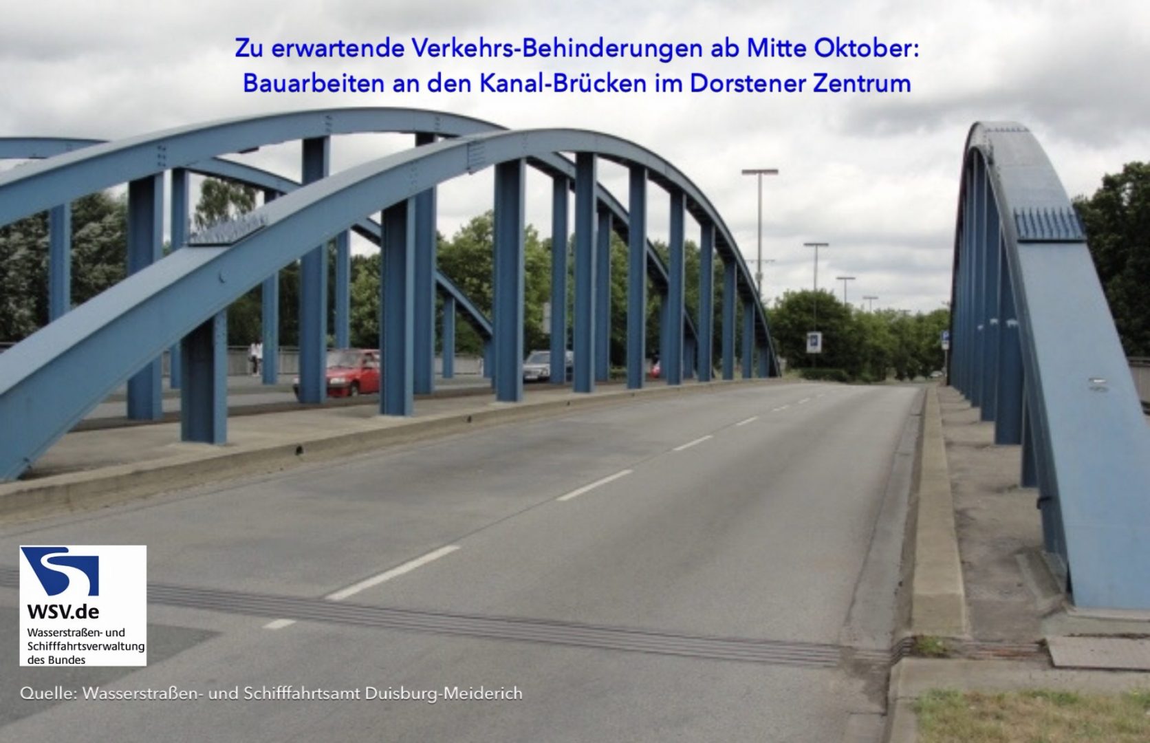 Zu erwartende Verkehrs-Behinderungen ab Mitte Oktober: Bauarbeiten an den Kanal-Brücken im Dorstener Zentrum