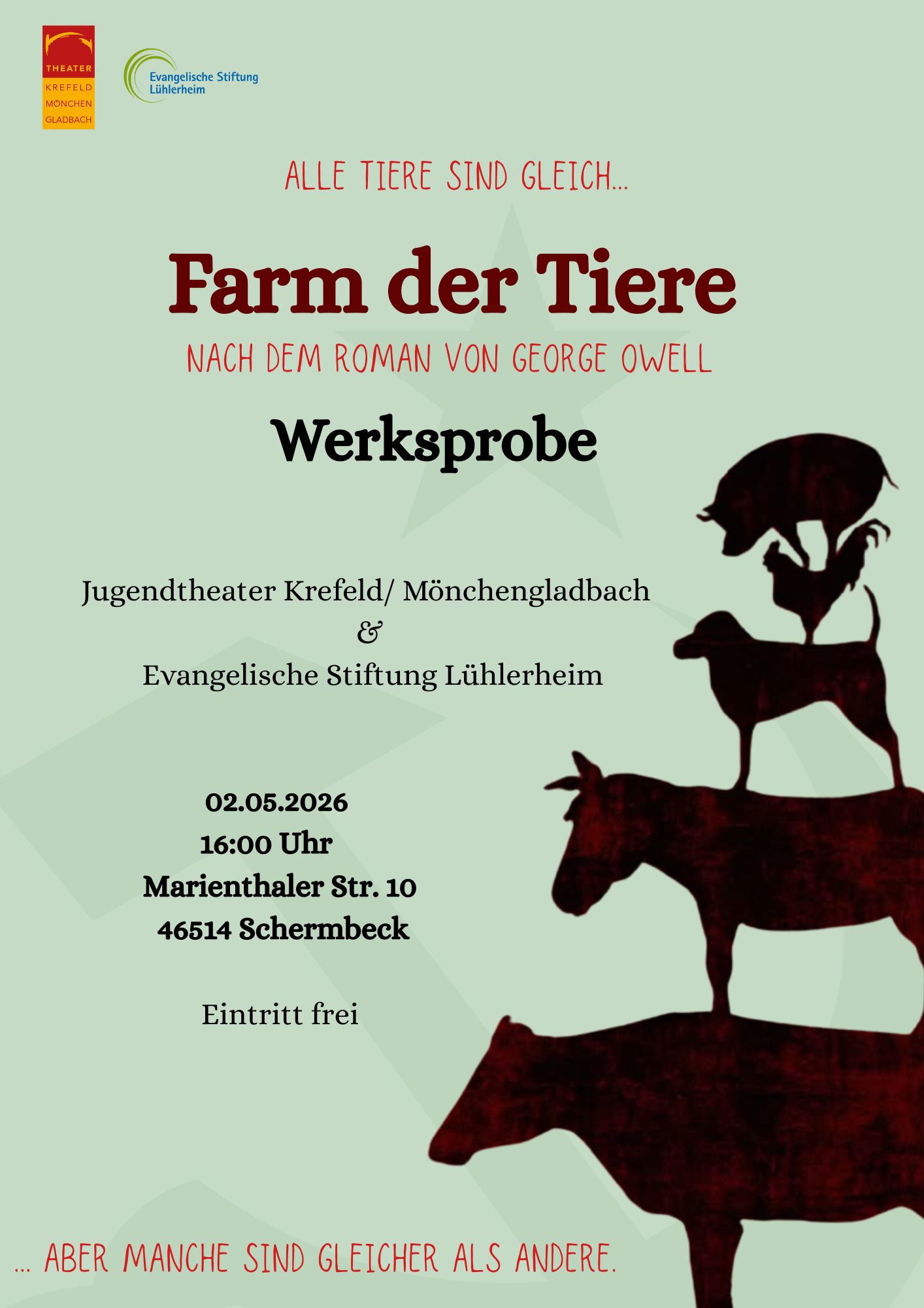 Plakat Farm der Tiere Theater KR MG
